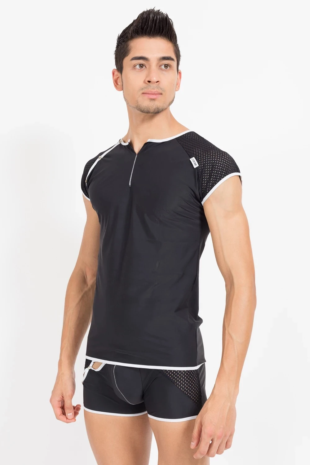Herren V-Shirt 43-77 dehnbar mit Druckknöpfe von Look Me
