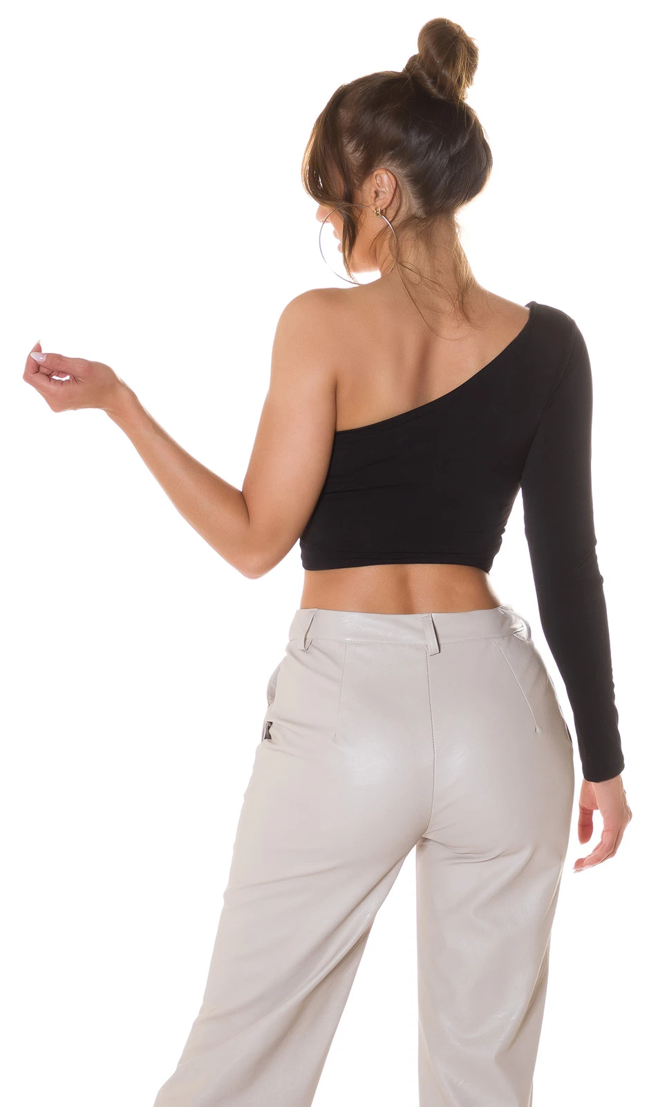 Hot One Schoulder Crop Top mit Knoten Effelt Hot One Schoulder Crop Top mit Knoten Effelt
