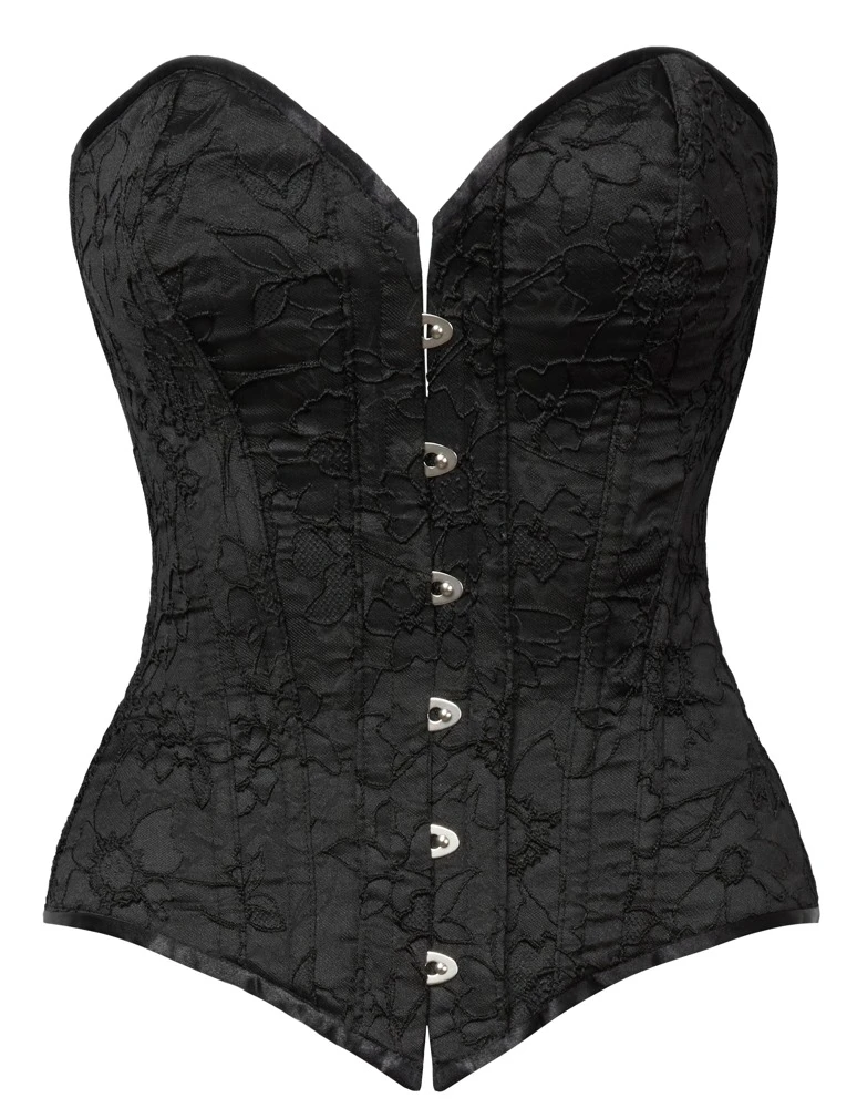 Cottelli Stoff Corsage, Elegante trägerlose Vollbrust-Corsage in seidigem Schwarz Perfekte Silhouette, Haken & Ösen und Schnürung