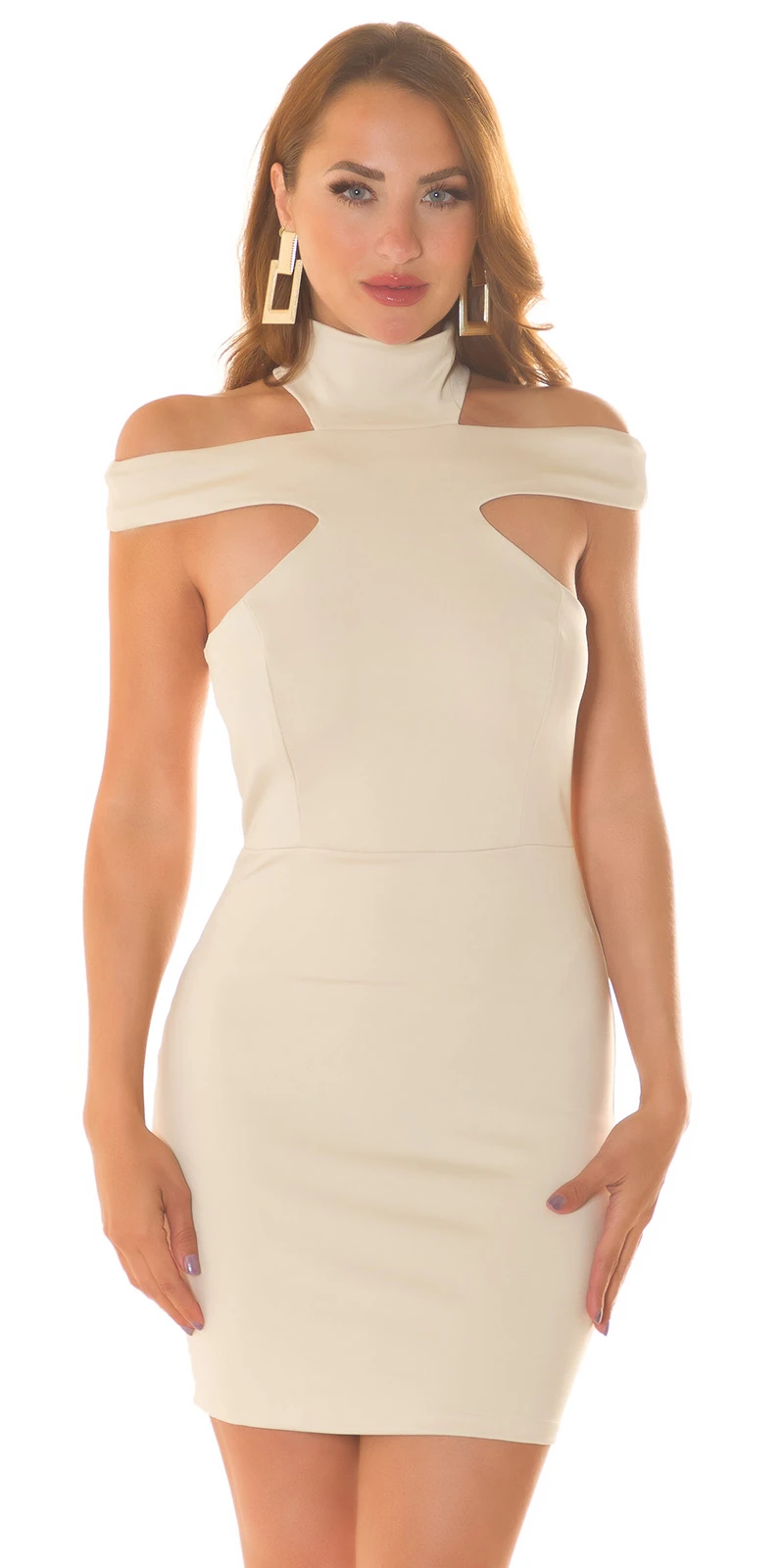 Minikleid mit Stehkragen & Cut Outs, Cold Shoulder Effekt Minikleid mit Stehkragen & Cut Outs, Cold Shoulder Effekt