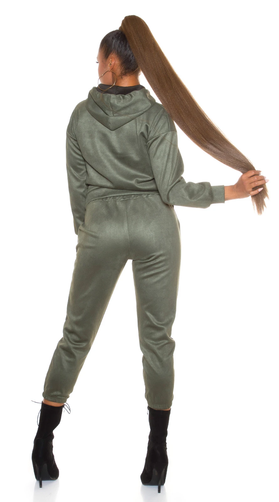 Wildleder Look Loungewear Freizeit Anzug mit Kapuze Wildleder Look Loungewear Freizeit Anzug mit Kapuze