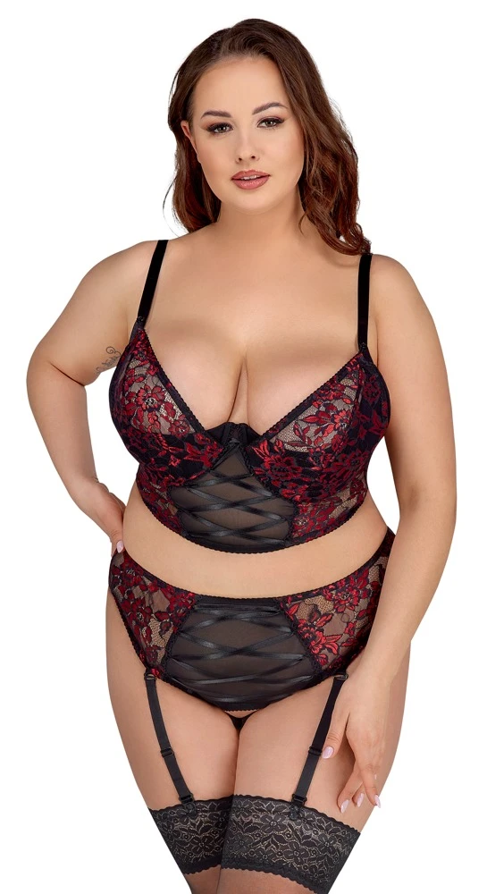 Cottelli Verführerisches Dessous-Set mit Spitze und Satin-Zierschnürungen Cottelli Verführerisches Dessous-Set mit Spitze und Satin-Zierschnürungen