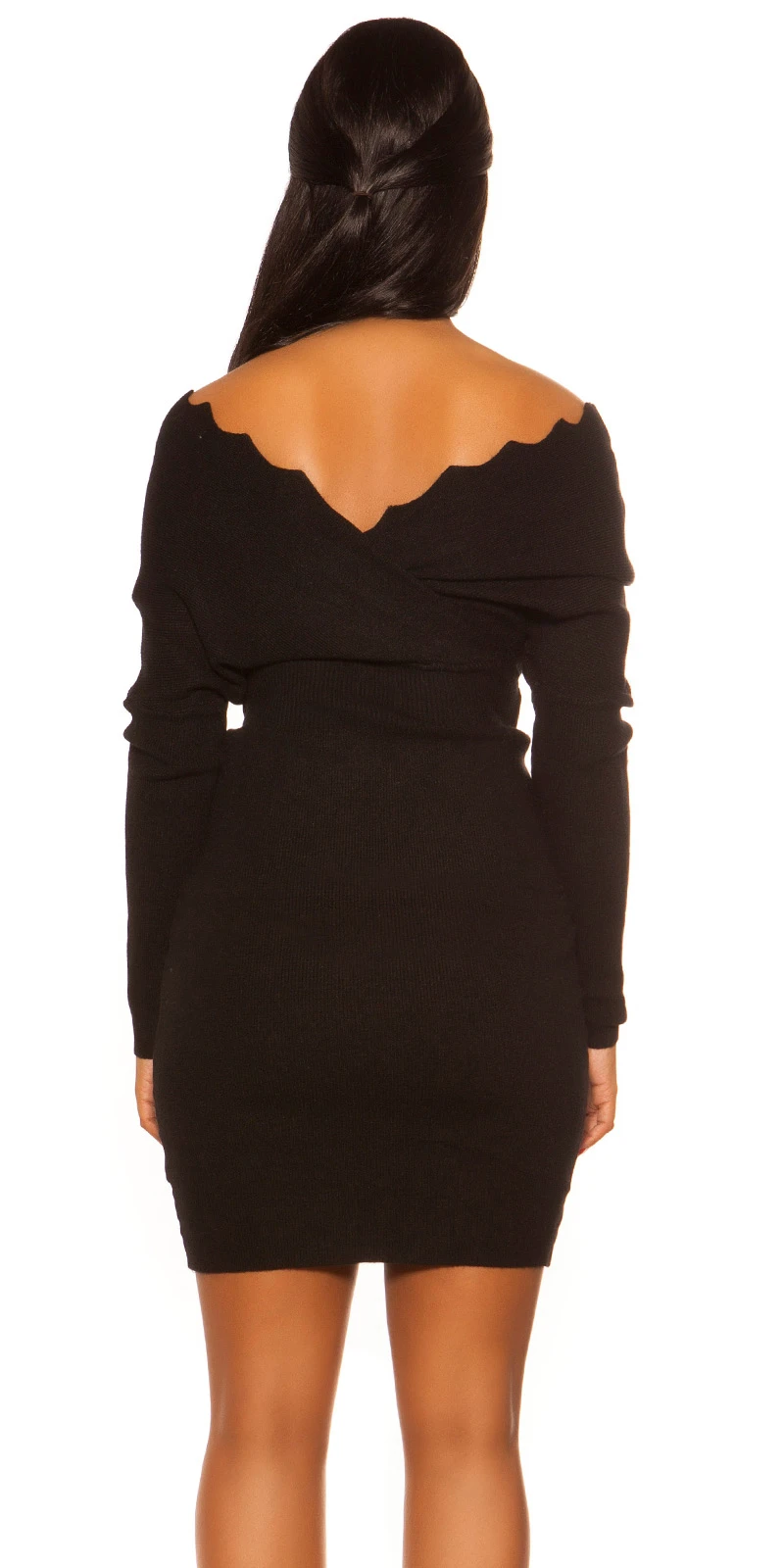Cocktail Fledermaus Rippstrick Minikleid mit V-Neck und Deko Gürtel Cocktail Fledermaus Rippstrick Minikleid mit V-Neck und Deko Gürtel
