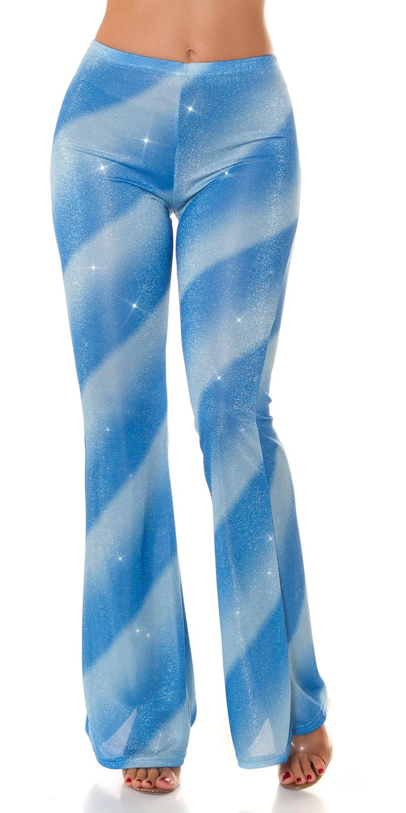 Glitter Streifen High Waist Hose mit Schlag Glitter Streifen High Waist Hose mit Schlag