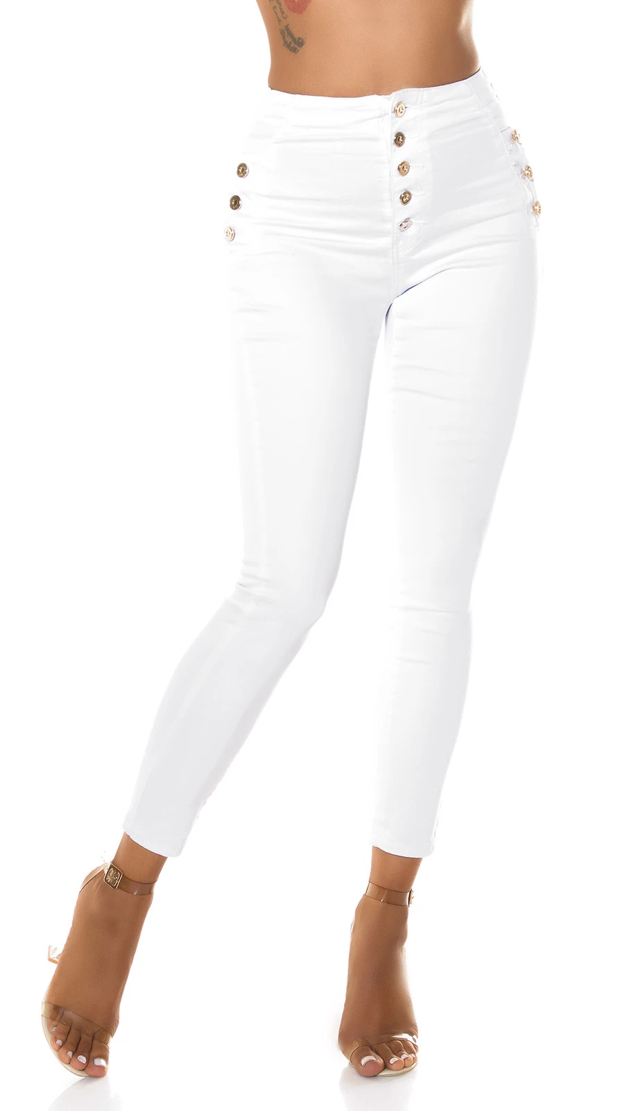 High Waist Skinny Jeans Jeggings mit Deko Knöpfe High Waist Skinny Jeans Jeggings mit Deko Knöpfe