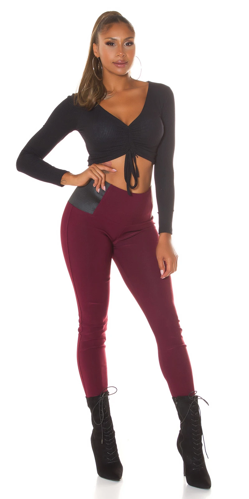 Business High Waist Leggings mit Stretch-Detail Business High Waist Leggings mit Stretch-Detail