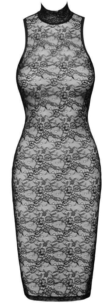 Transparentes Spitzenkleid schwarz mit tiefem Rückenausschnitt figurbetont weich & erotisch knielang elegant von Cottelli LINGERIE