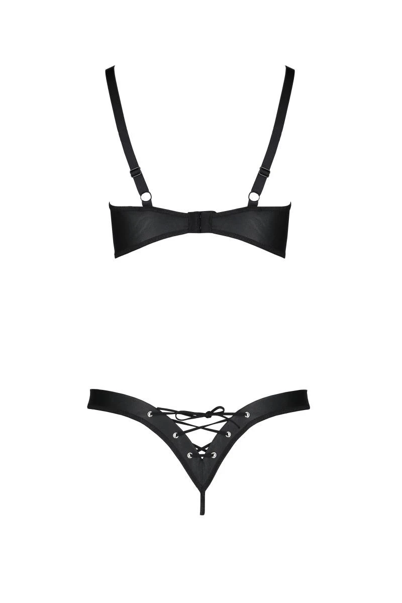 Kunstleder Dessous Set mit Schnürung ouvert von Passion