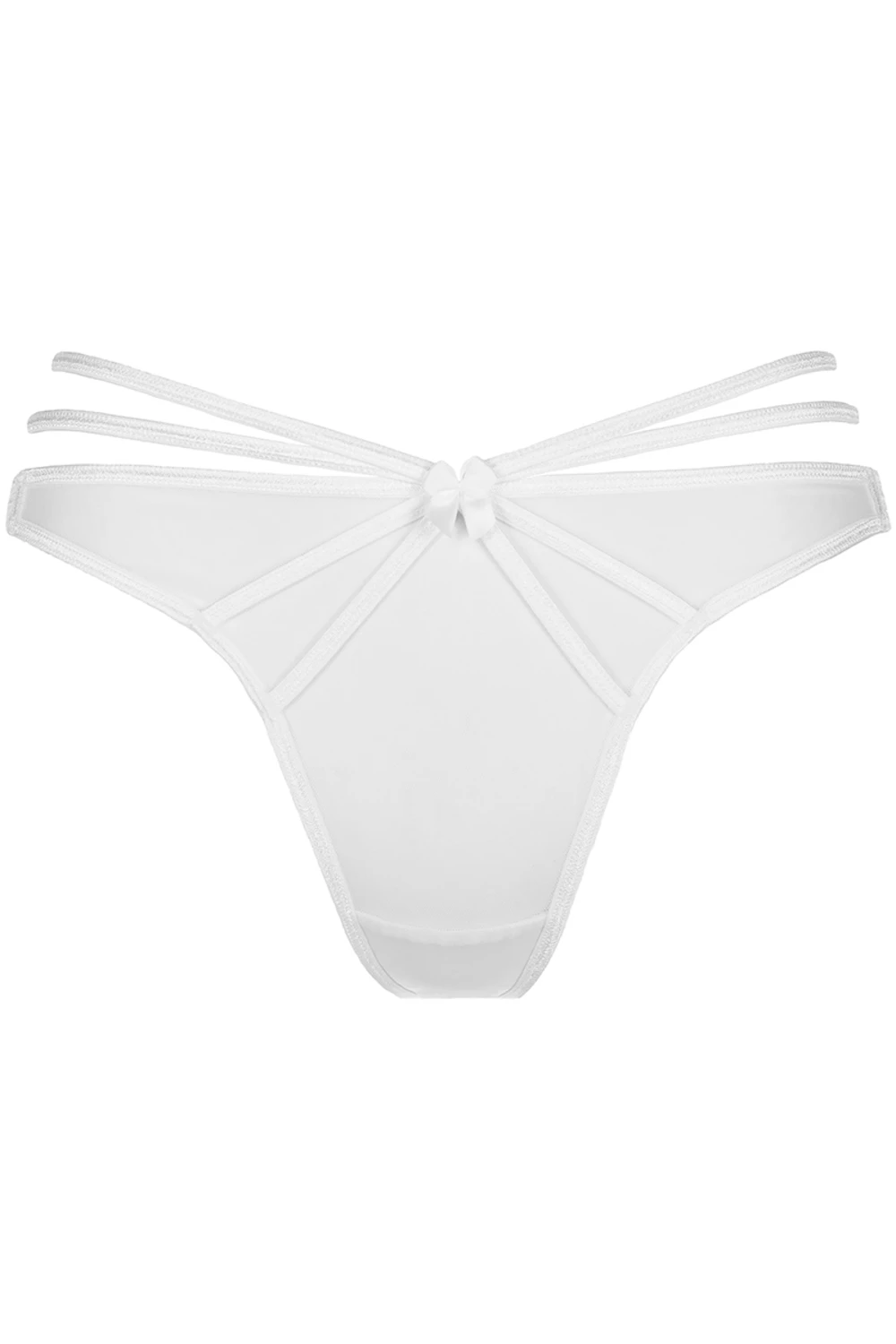 Axami weißer String aus Microfaser im Streifen Look mit Satinschleife