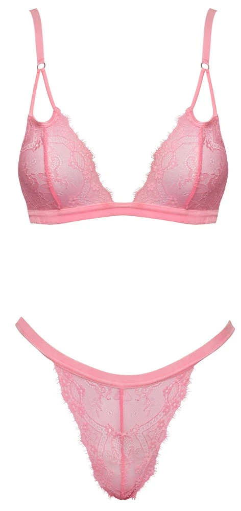 Knalliges Neonpink trifft zarte Wimpernspitze, verspieltes BH-Set von Cottelli FANTASY für sexy Komfort mit Stil
