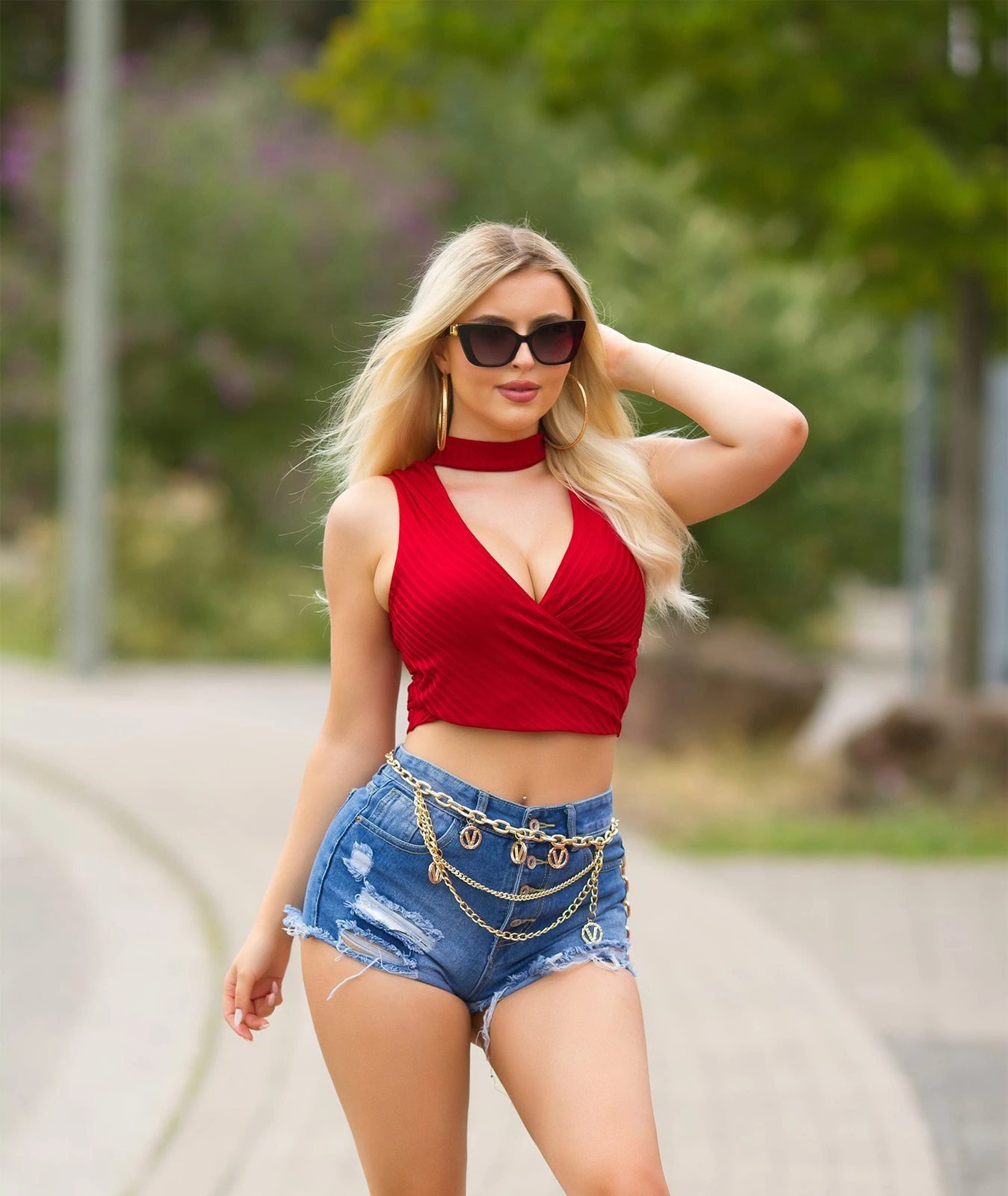 Ärmellos Stretch Top Bauchfrei V-Ausschnitt Ärmellos Stretch Top Bauchfrei V-Ausschnitt