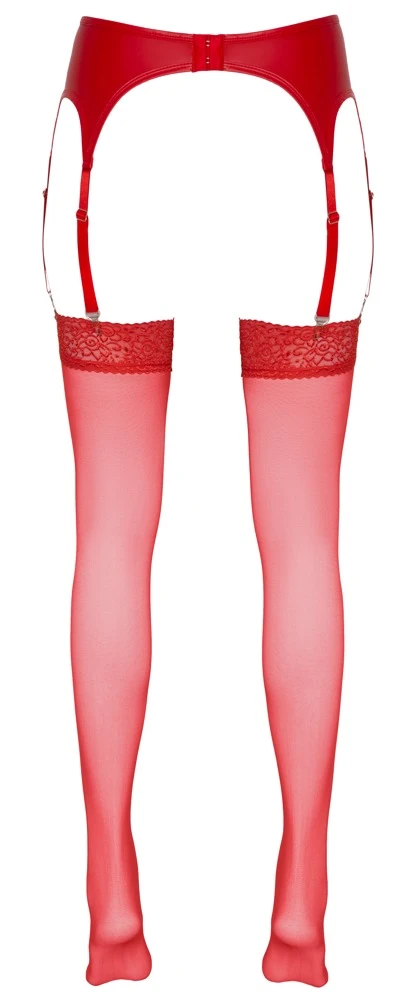 Cottelli Feuerrot und Verführerisch: Silky Straps-Strümpfe mit Breiter Spitze