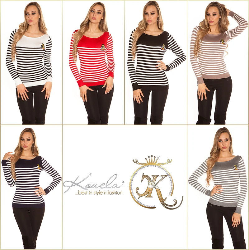 Navy Look Streifen Pullover mit Rundhals Navy Look Streifen Pullover mit Rundhals