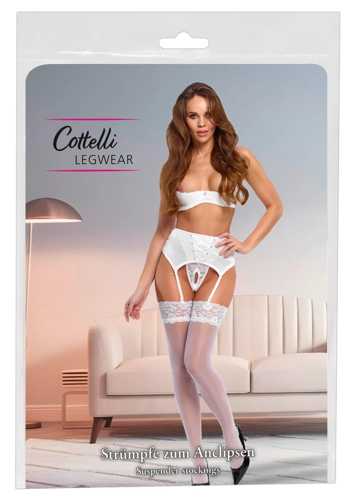 Weiße, seidige Straps-Strümpfe mit breitem Spitzen-Abschluss – 20 den pure Sinnlichkeit für stilvolle Auftritte mit Klasse Weiße, seidige Straps-Strümpfe mit breitem Spitzen-Abschluss – 20 den pure Sinnlichkeit für stilvolle Auftritte mit Klasse