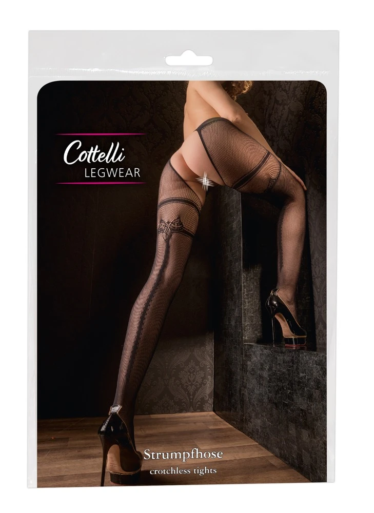 Cottelli Verführerische Eleganz: Die Ouvert-Netzstrumpfhose mit eingewebtem Strumpfband und Ziernaht