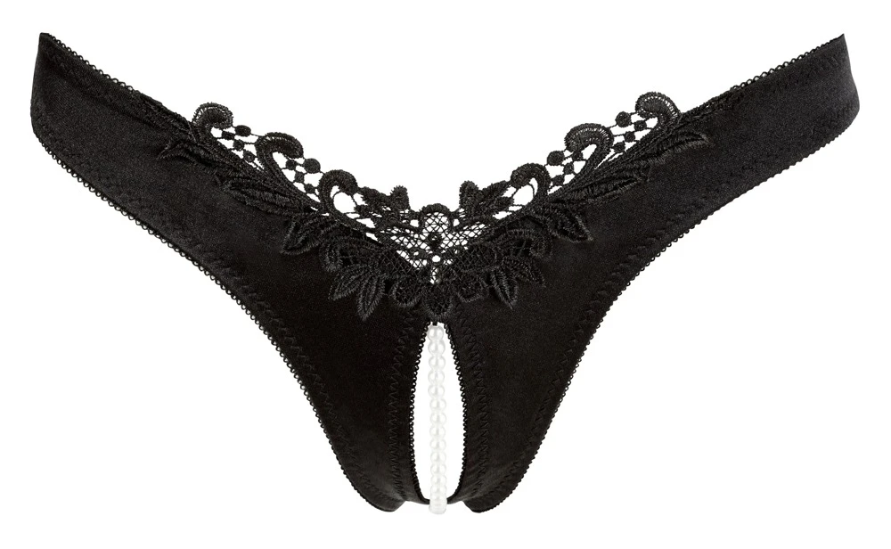 Cottelli LINGERIE Rio Perlen Slip ouvert mit Perlenkette durch den Schritt