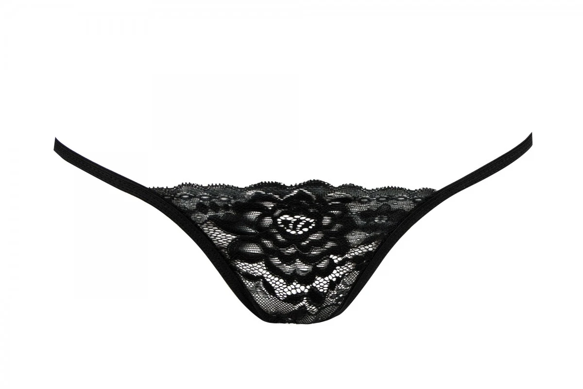 Chemise aus Tüll und Spitze mit String