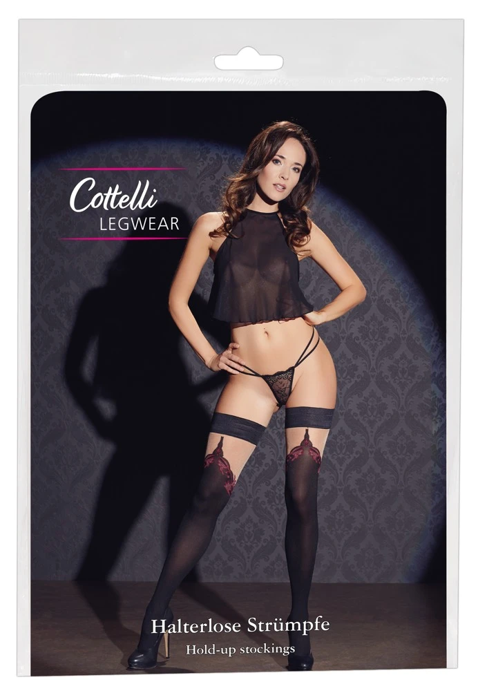 Cottelli LEGWEAR Raffinierte Halterlose Strümpfe in Overknee-Optik, Silikonverstärkung
