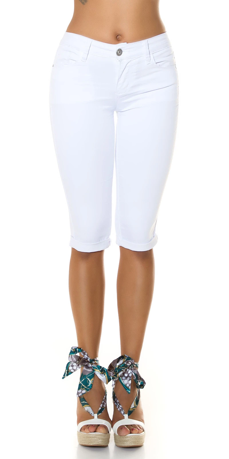 Basic Mid Waist Jeans Capri