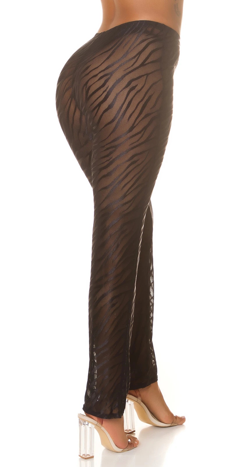 Mesh Highwaist Cover-Up Beach Strand Hose Röhrenhose Transparent mit Tiger Animal Print Mesh Highwaist Cover-Up Beach Strand Hose Röhrenhose Transparent mit Tiger Animal Print