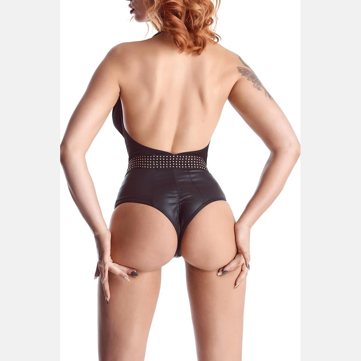 Elastischer Wetlook Body mit Wasserfallausschnitt von Demoniq Elastischer Wetlook Body mit Wasserfallausschnitt von Demoniq