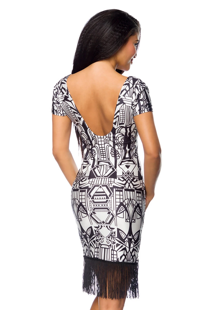 Fransenkleid mit Alloverprint