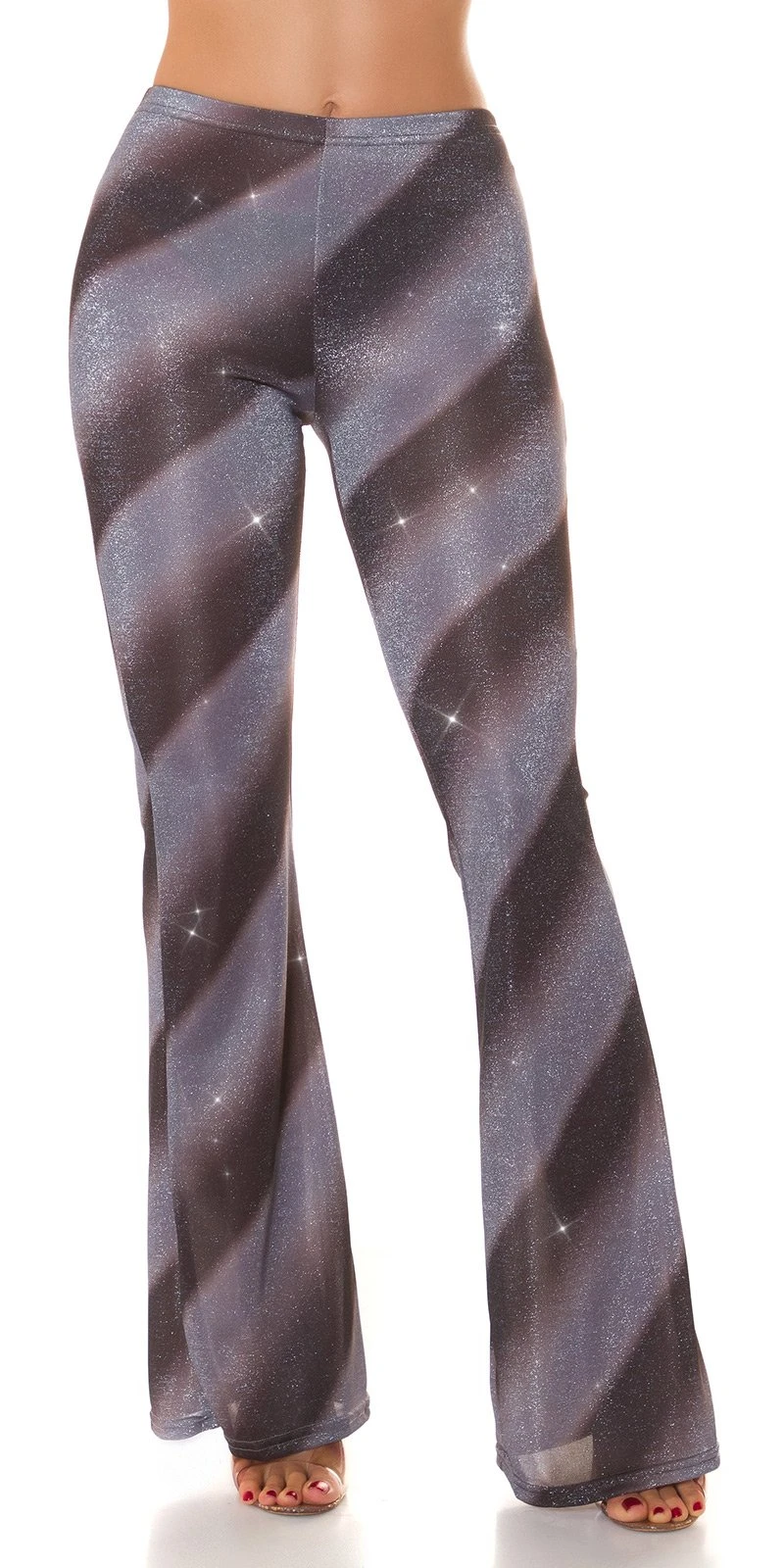 Glitter Streifen High Waist Hose mit Schlag Glitter Streifen High Waist Hose mit Schlag
