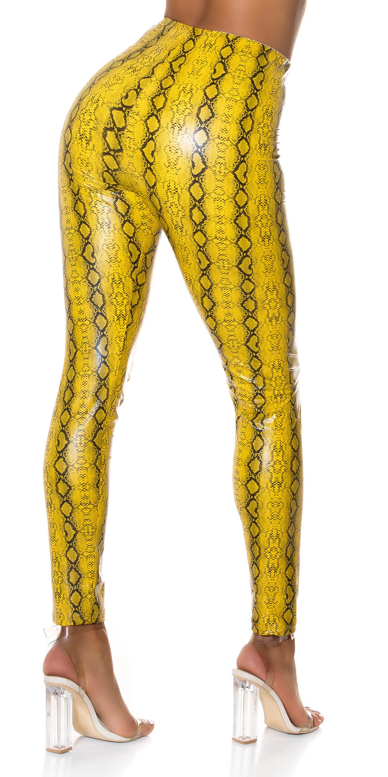 High Waist Snake Printed Leder Look Leggings mit Zipper High Waist Snake Printed Leder Look Leggings mit Zipper