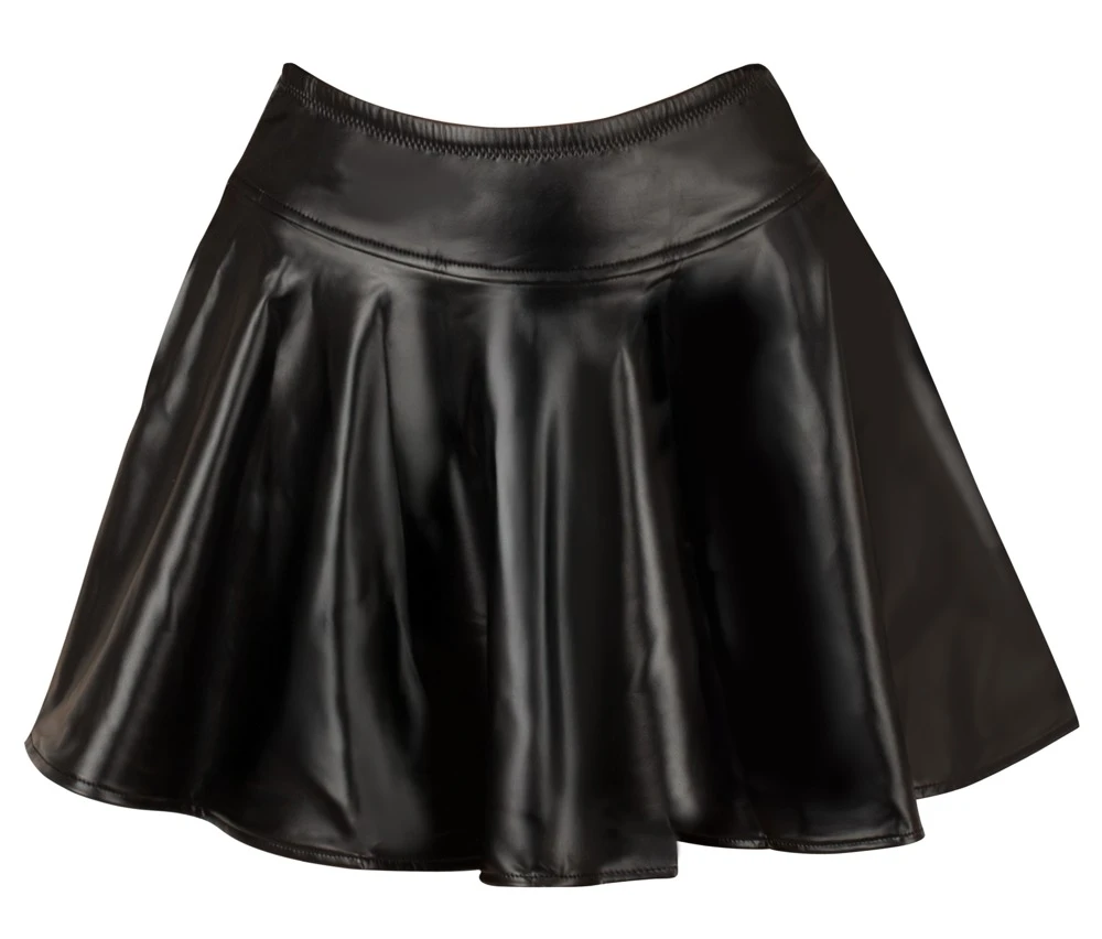Minirock im schwarzen Mattlook von Cottelli PARTY – sexy ausgestellt mit elastischem Komfortbund, weich und luftig für Clubbing und Dates