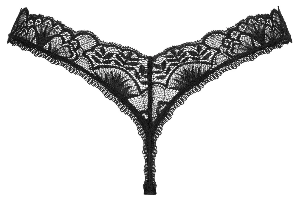 Obsessive Riostring aus wunderschöner Spitze in schwarz. Rundum weich und elastisch für höchsten Tragekomfort.