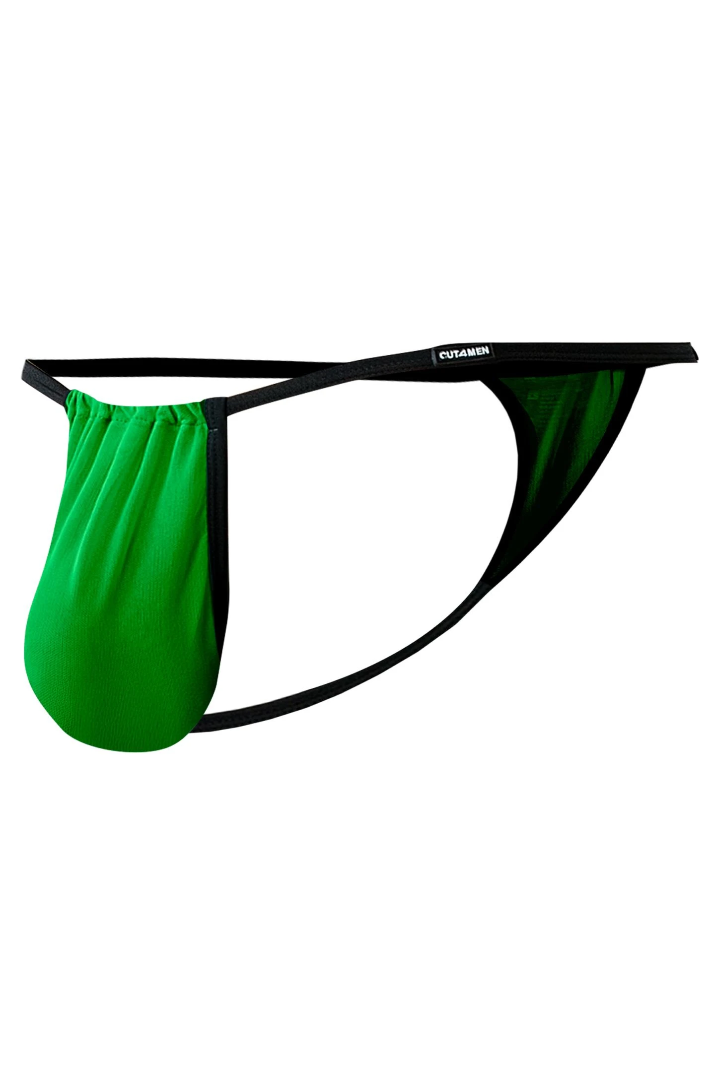 Grün Knapper String aus weichem, transparentem Netzstoff mit zusammenschiebbarem Suspensorium und markantem Frontlogo CUT4MEN Netz Pouch C4MSPX04