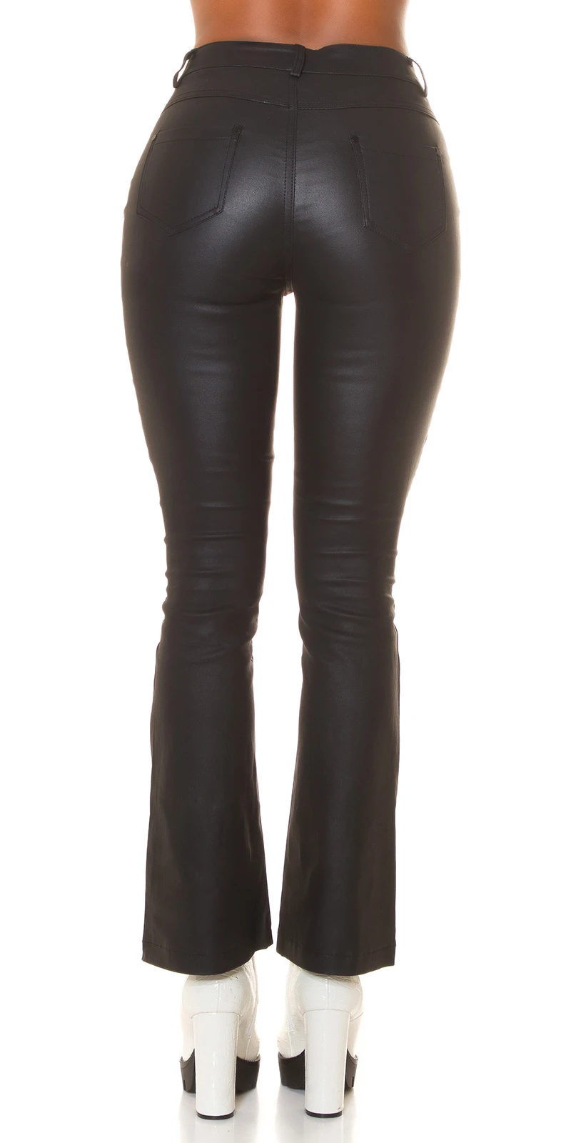 Leder Look High Waist Hose mit Schlag Leder Look High Waist Hose mit Schlag