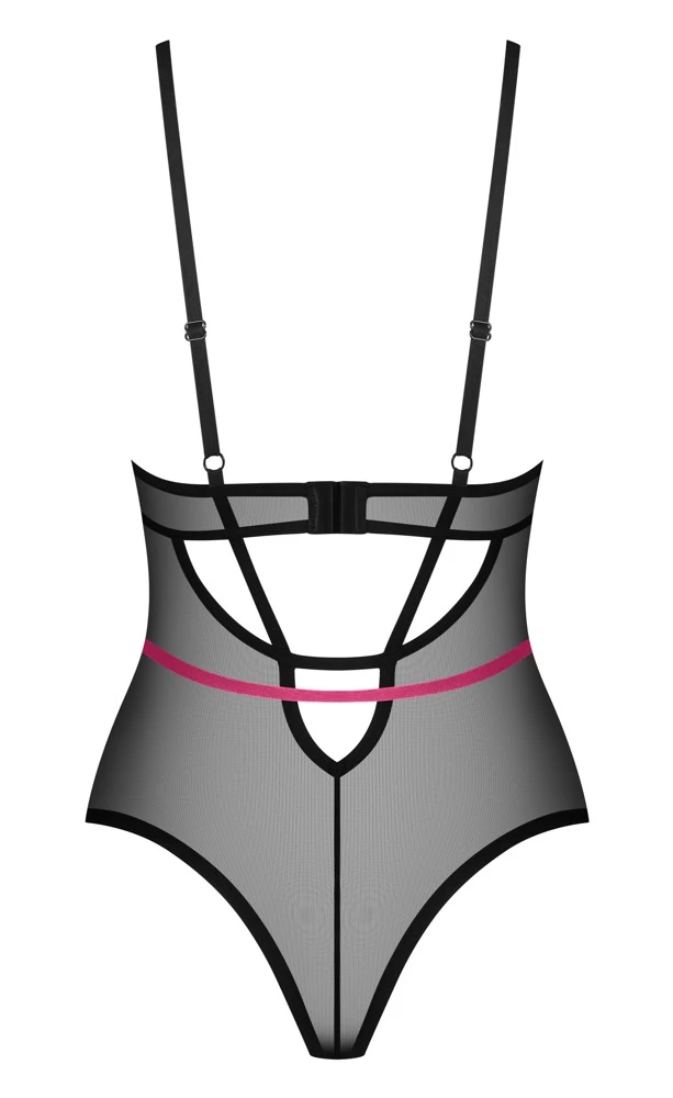 Transparenter Stringbody aus Powernet, Dessous- Lingerie Strasselement im Dekolleté Transparenter Stringbody aus Powernet, Dessous- Lingerie Strasselement im Dekolleté