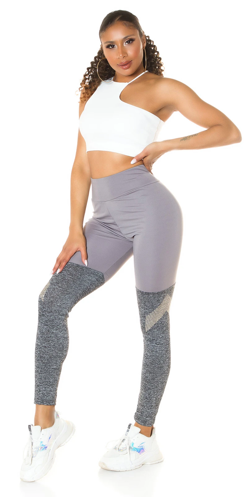 Workout High Waist Sport Leggings mit Overknee-Effekt Workout High Waist Sport Leggings mit Overknee-Effekt