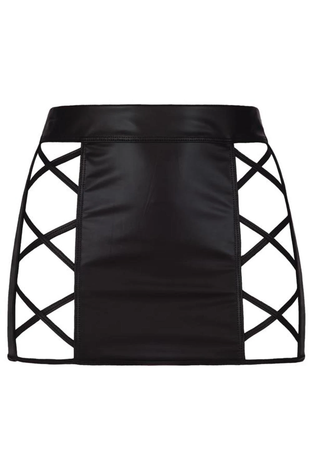 Axami Minirock im Latex-Look hinten offen Axami Minirock im Latex-Look hinten offen