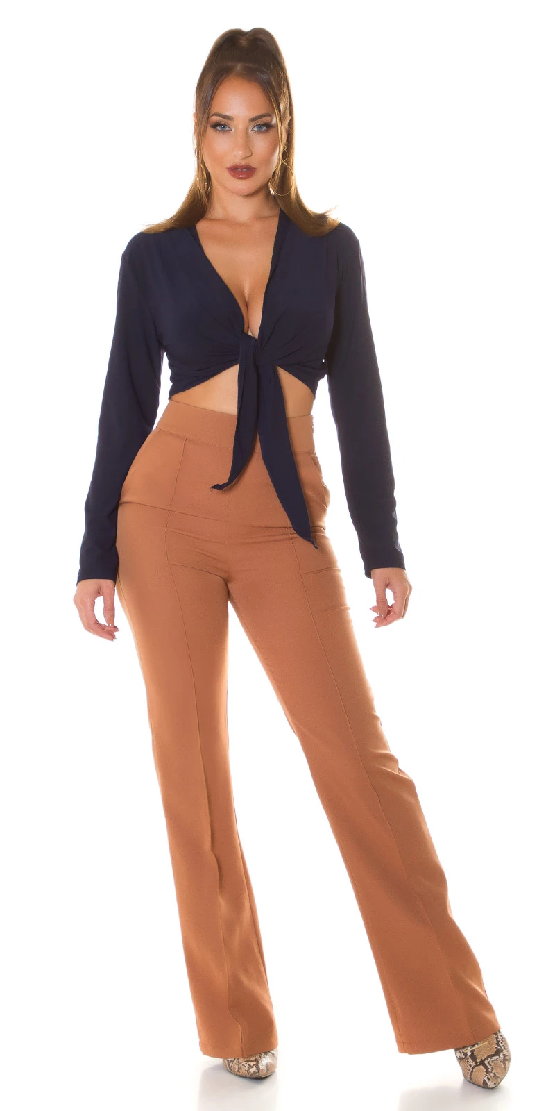 Uni Binde-Bluse im Crop-Style Uni Binde-Bluse im Crop-Style