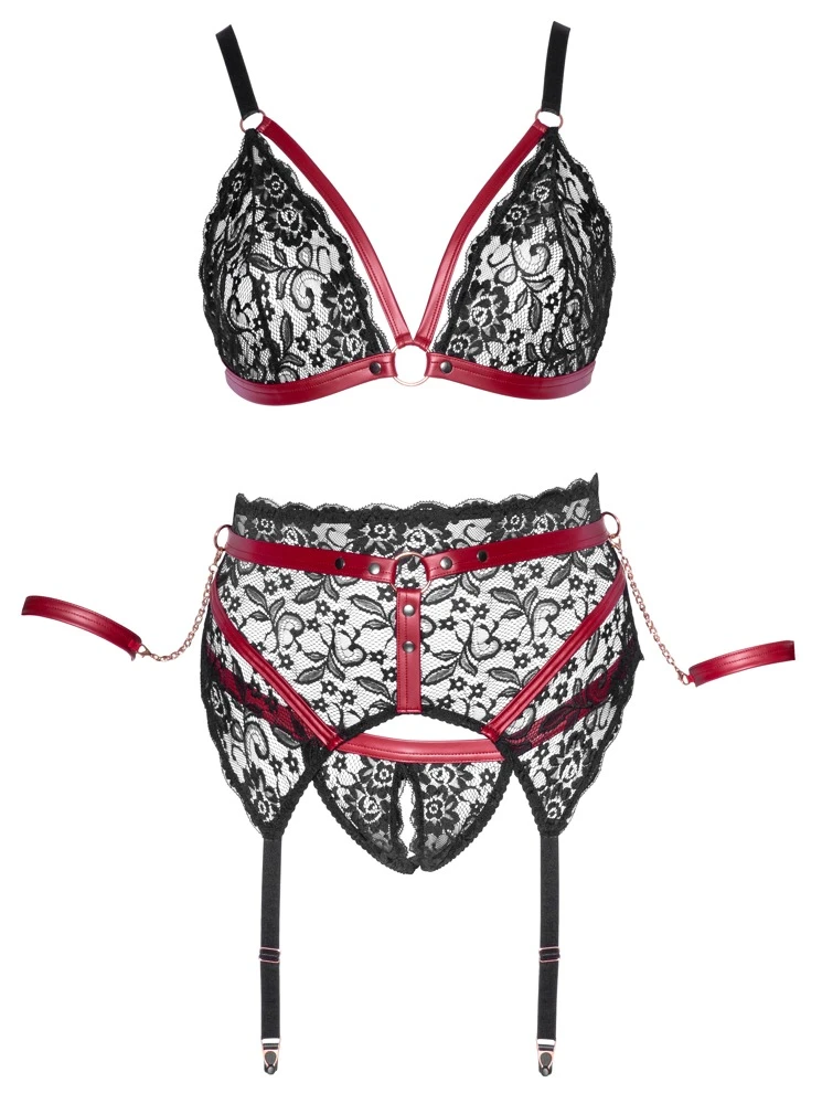 Cotteli Verführerisches Dessous-Set mit Armfesseln: Elegante Spitze und aufregende Details