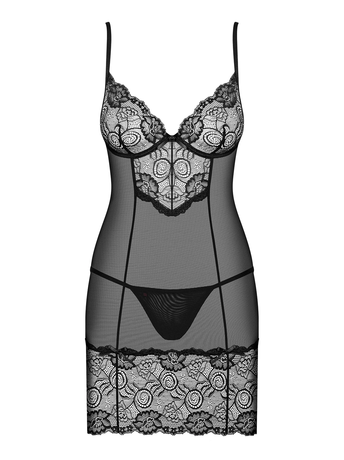Chemise mit durchsichtiger Spitze