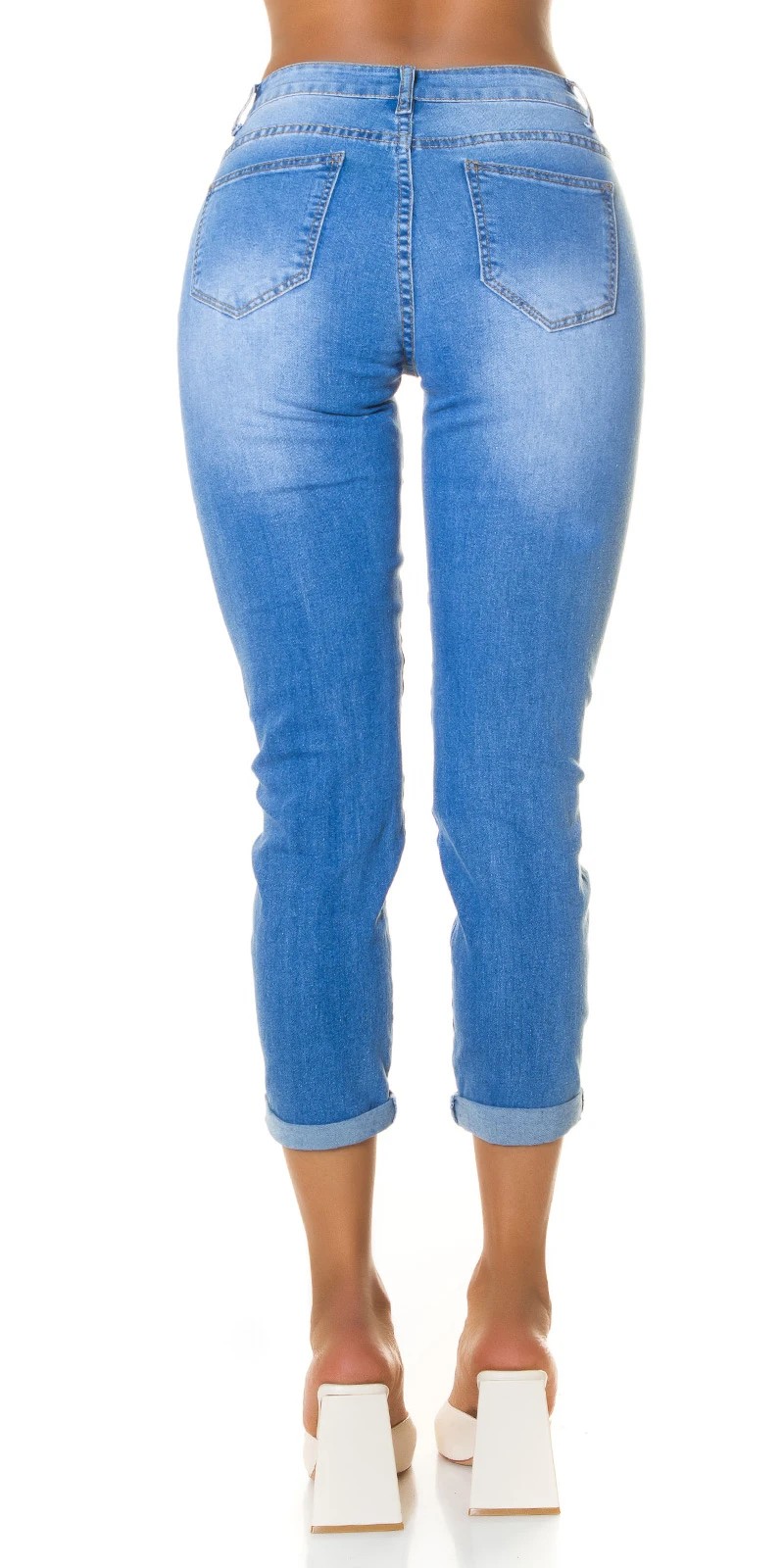 High Waist Mom Fit Jeans im Used Look mit Löcher High Waist Mom Fit Jeans im Used Look mit Löcher