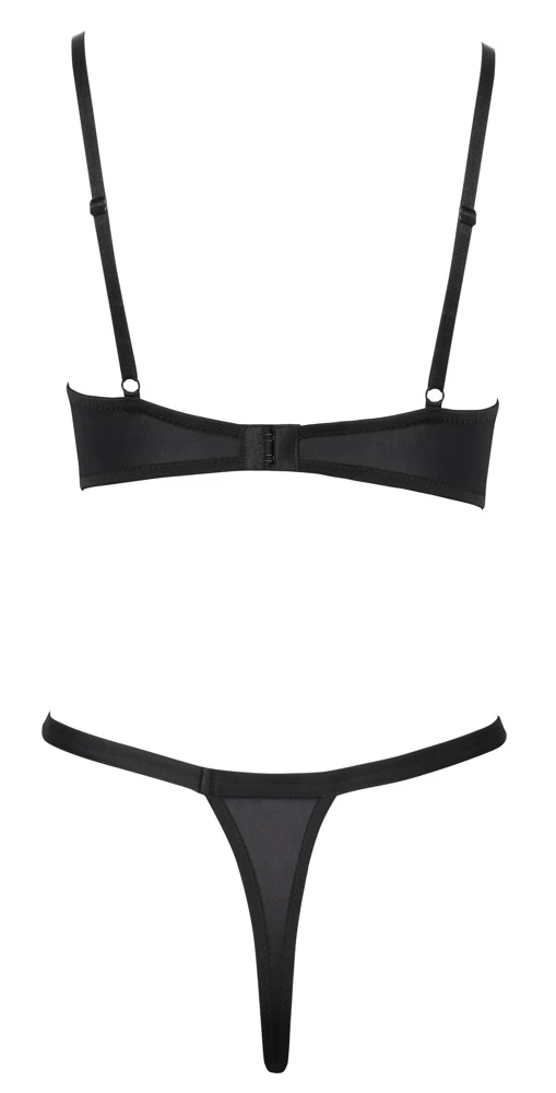 Cottelli LINGERIE mit Bügel-BH und Riostring im Set, Feine Spitze und dekorative Ösen