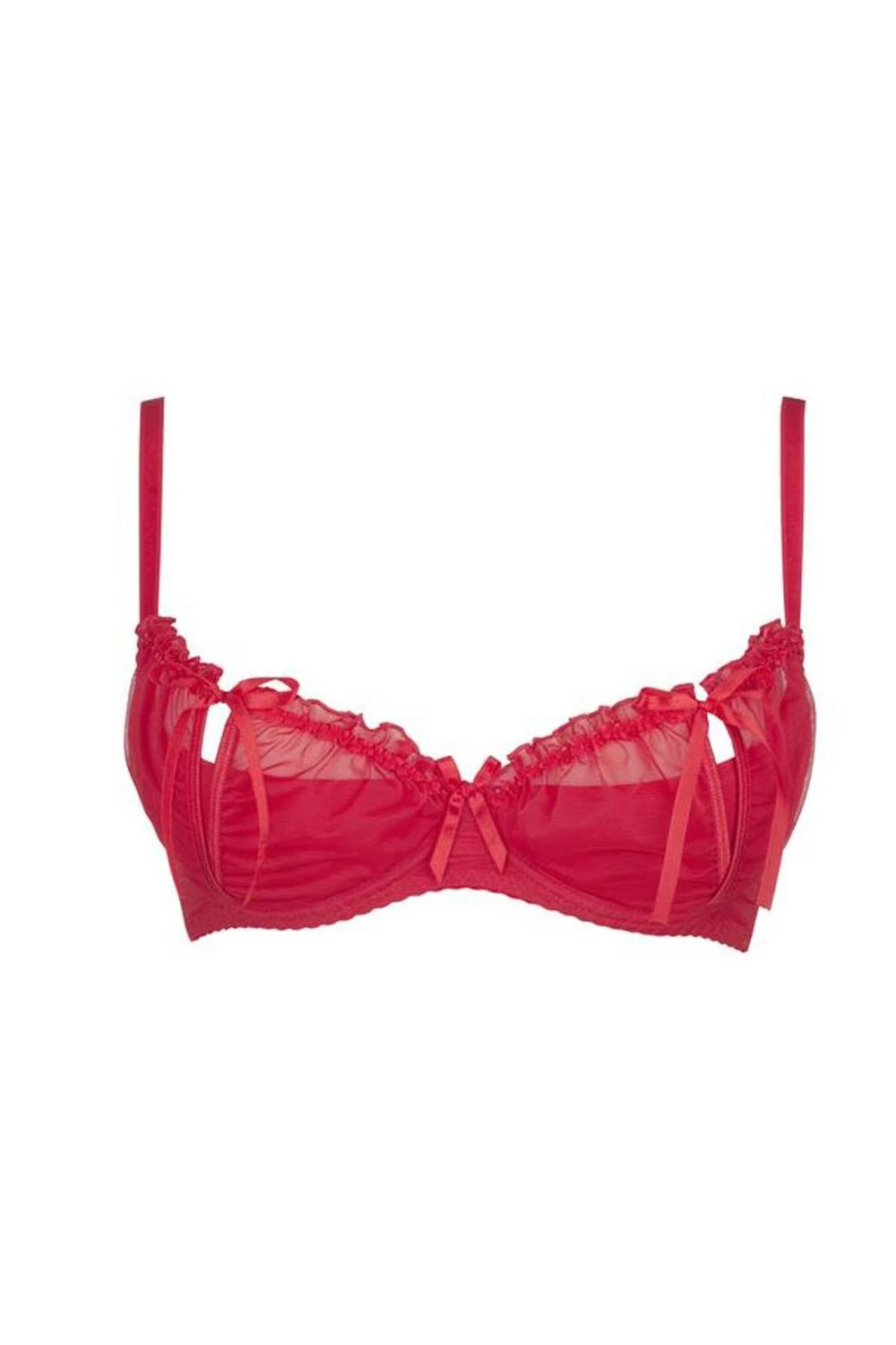 Axami Plus-Size Hebe-Bügel-BH mit Schlitzen auf den Cups und Schleifen rot Axami Plus-Size Hebe-Bügel-BH mit Schlitzen auf den Cups und Schleifen rot
