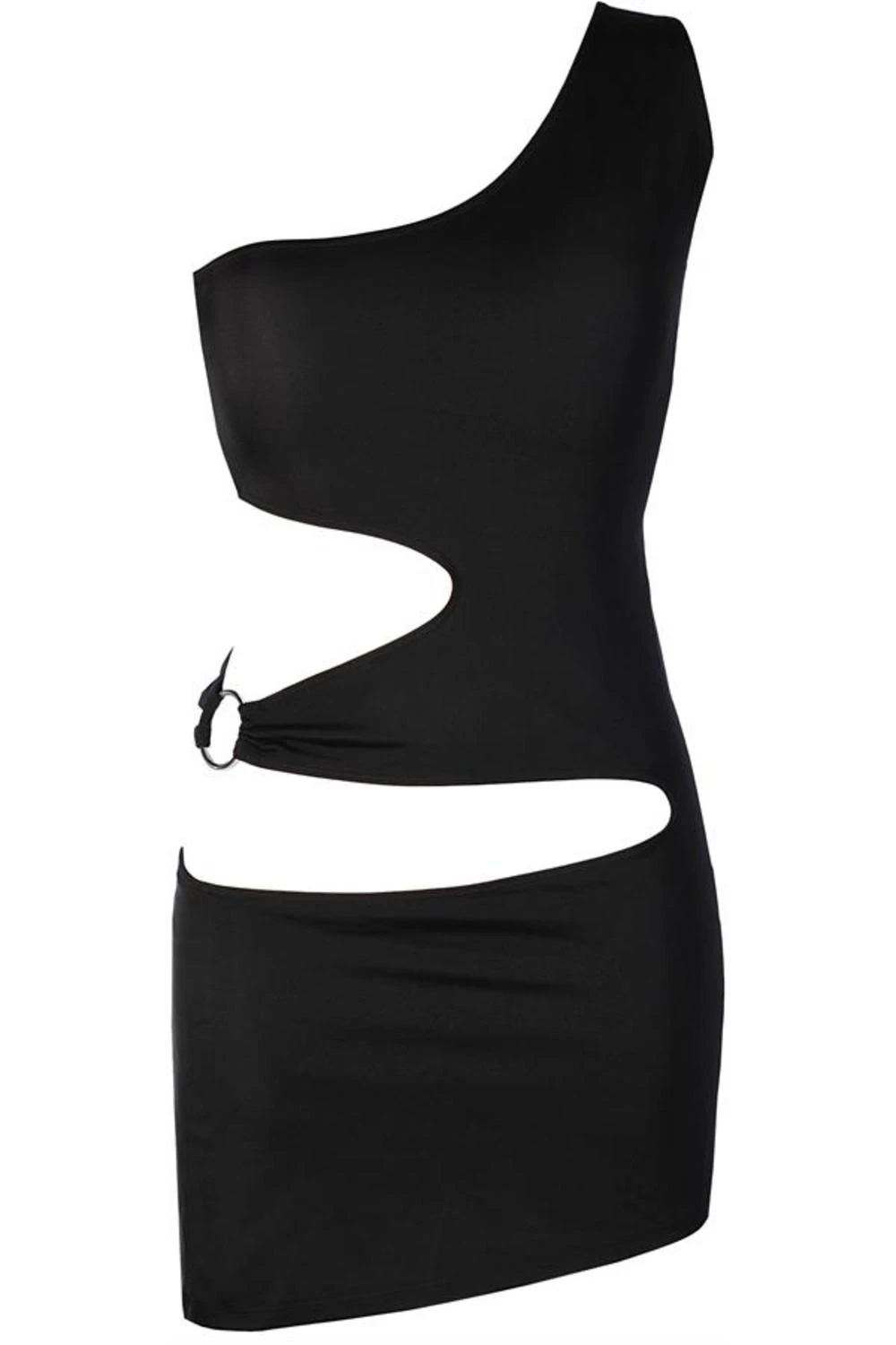 Axami Minilkeid aus Mikrofaser mit seitlichen Cutouts One Shoulder in schwarz