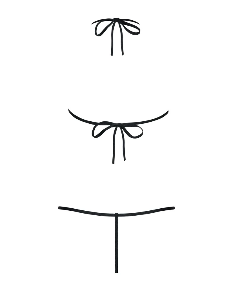 Obsessive der Stringbody verführt mit seiner Offenherzigkeit, die nicht viel Platz für Fantasie lassen. Über den Nippeln liegen zarte florale Stickereien.