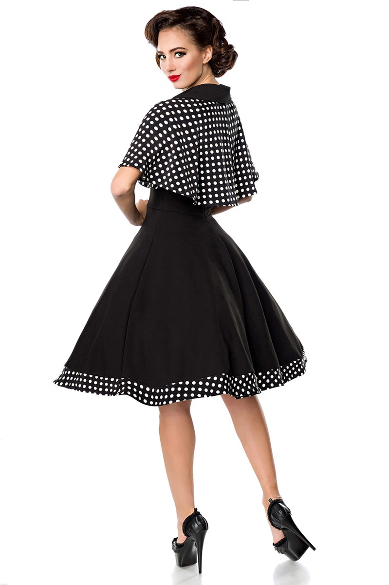 Belsira Swing-Kleid mit Cape mit Kragen und Knöpfen