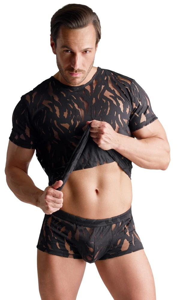 Betonende Pants in Ausbrenner-Optik schwarz transparent elastisch weich anschmiegsam stylisch mit hohem Tragekomfort von Svenjoyment