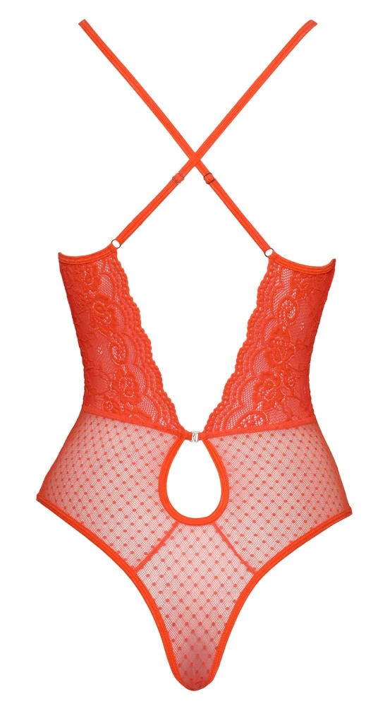 Verführerischer Riobody in Orangel mit Spitze & Tüll zart, sexy und komfortabel mit verstellbaren Kreuzträgern
