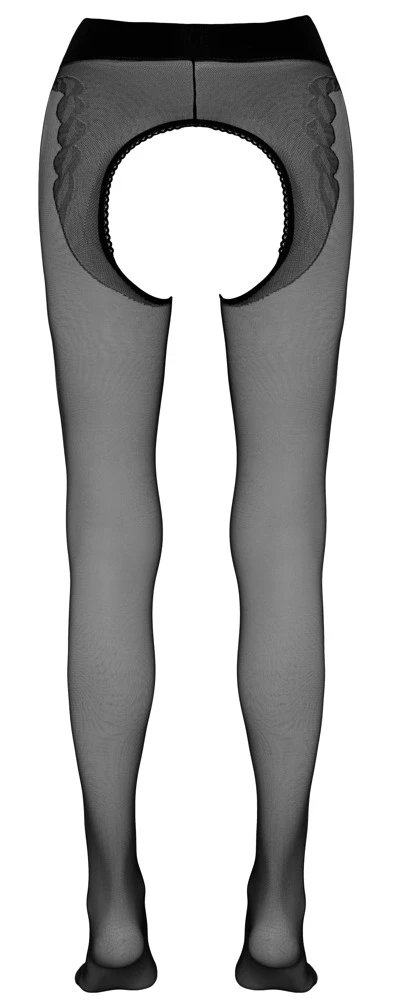 Cottelli Verführerische Eleganz: Seidige Strumpfhose mit Offenem Schritt und Eingewebtem Tanga