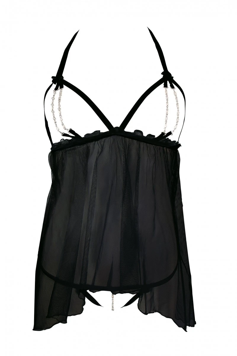 Tüll Chemise mit Metall-Applikationen