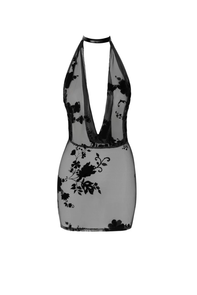 F313 Minikleid aus Netzmaterial mit Kette transparent von Noir Handmade