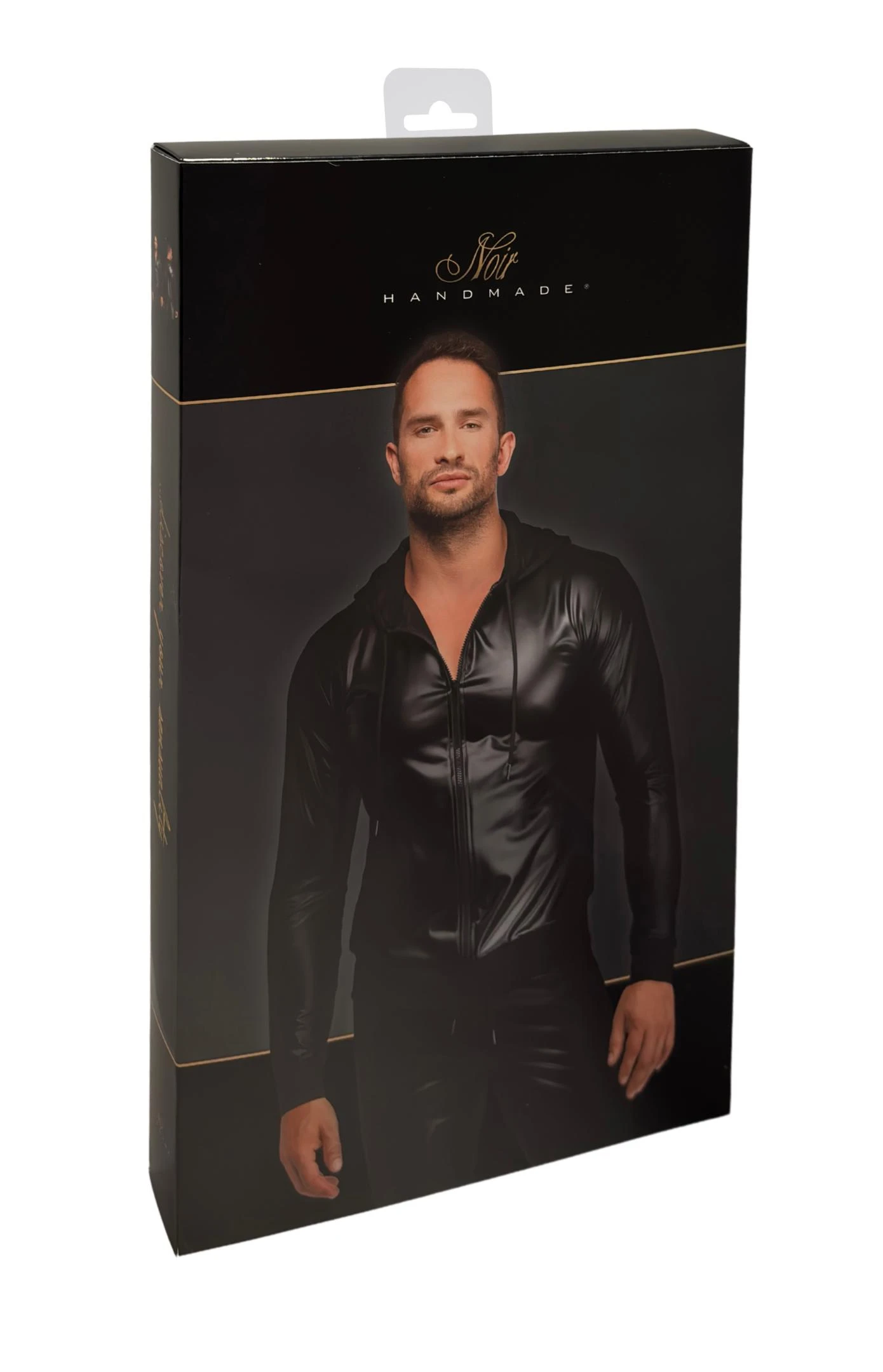 Herren Kapuzen Jacke H086 aus Powerwetlook mit betont maskuliner Silhouette, glatter Oberfläche, Kapuze und Frontzip für einen aufregend modernen Style